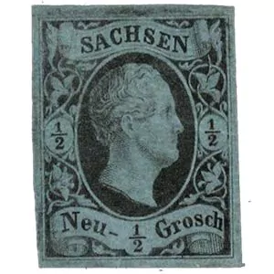 1/2ng schwarz auf hellblauem Papierstempel