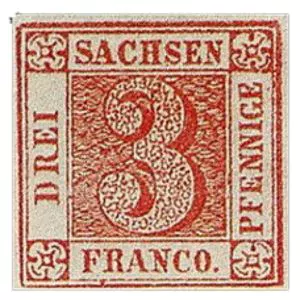 Sachen 3 Pfennige rote Briefmarke